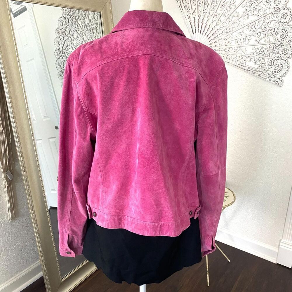 Style & Co Early 2000's Bright Pink Suede Leather Jacket Size XL - Picture 5 of 7